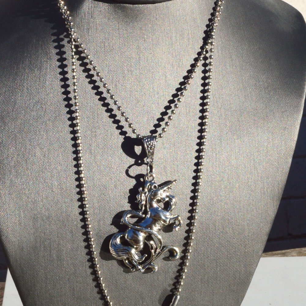 Unicorn Necklace Pendant Silver Chain Cute